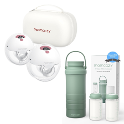 MOMCOZY All-In-One M5 Wearable Breast Pump, Hands-Free Electric Breast Pump & 22OZ Portable Breast Milk Cooler for Outdoor, 360°Total Cooling For