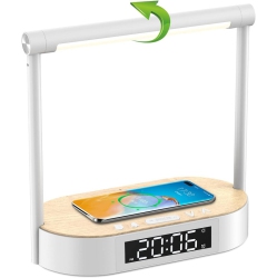 YOULIGHTS Bedside Lamp \w Wireless Charger for All Qi Devices, 3 In 1 Touch Control Reading Light Rotatable 120&#xB0;, Wake Up Light Alarm Clock, 3