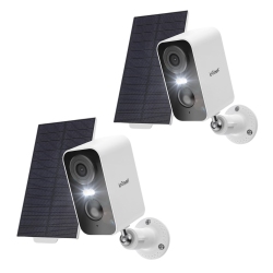 IEGEEK 2K Solar Security Cameras Wireless Outdoor, 2 Pack Wifi Wireless Camera, Motion Detection, 2-Way Talk, Works \w Alexa, Color Night