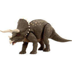 MATTEL Jurassic World Dinosaur Toy, Habitat Defender Triceratops Action Figure Made From 60 Per Cent Iscc Certified Pl