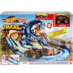 HASBRO Hot Wheels Monster Trucks Scorpion Sting Raceway Track Set With 1 Toy Truck & 1 Car In 1:64 Scale, Boosted Race Track