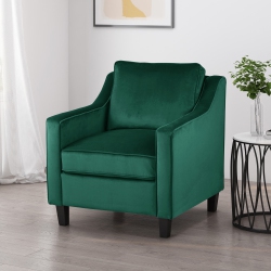 OLLNY DECOR Velvet Accent Chair, Tufted Barrel Armchair, Upholstered Single Sofa for Small Spaces, Living Room, Office Reception, Fabric 4066 (Green)