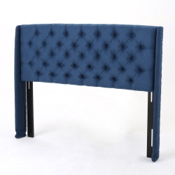 OLLNY DECOR Upholstered Wingback Headboard, Button Tufted Upholstery, Sturdy Structure, King Size, Dark In Navy