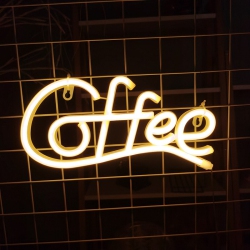 OLLNY DECOR 1-PCs Neon Night Light, Led Coffee Neon Signs, USB Or Battery Powered Neon Wall Decoration, for Home Bar, Business, Café, Restaurant, Hotel