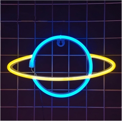 OLLNY DECOR Planet Neon Sign, Night Light Wall Decor for Kids Room Christmas Birthday Wedding Party Decorations, USB/battery Operated