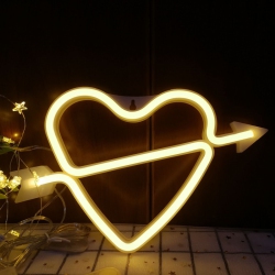 OLLNY DECOR 1-PCs Neon Heart Shape Sign Night Lights Battery Or USB Operated Neon Wall Lamp for Christmas Birthday Wedding Party Valentine's Day