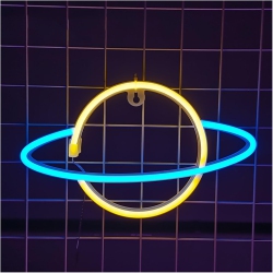 OLLNY DECOR Planet Neon Sign, Night Light Wall Decor for Kids Room Christmas Birthday Wedding Party Decorations, USB/battery Operated