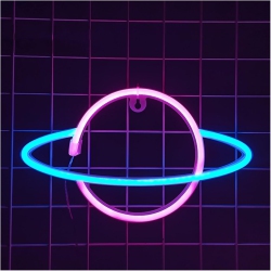 OLLNY DECOR Planet Neon Sign, Night Light Wall Decor for Kids Room Christmas Birthday Wedding Party Decorations, USB/battery Operated