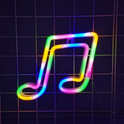 OLLNY DECOR Music Neon Sign Music Note Neon Light Wall Decor, Multi-Colored Music Note Neon Sign Room Decor, USB/battery Operated Neon Music Led Sign