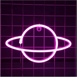 OLLNY DECOR Planet Neon Sign, Night Light Wall Decor for Kids Room Christmas Birthday Wedding Party Decorations, USB/battery Operated