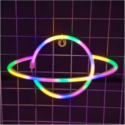 OLLNY DECOR Planet Neon Sign, Night Light Wall Decor for Kids Room Christmas Birthday Wedding Party Decorations, USB/battery Operated