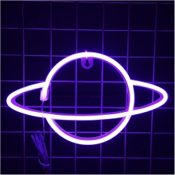 OLLNY DECOR Planet Neon Sign, Night Light Wall Decor for Kids Room Christmas Birthday Wedding Party Decorations, USB/battery Operated