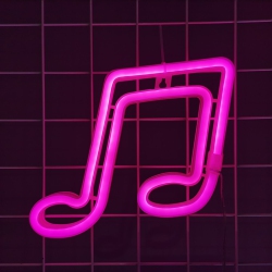 OLLNY DECOR Music Note Led Neon Light Sign for Wall Decor Neon Night Light Battery Or USB Powered Led Neon Light Musical Note Shaped Neon Signs Neon