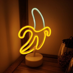 OLLNY DECOR 1-PCs Banana Neon Light Sign Led Neon Table Night Lights Battery&USB Power Creative Banana Lamps for Home Nursery Bedroom, Banana