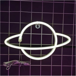 OLLNY DECOR Planet Neon Sign, Night Light Wall Decor for Kids Room Christmas Birthday Wedding Party Decorations, USB/battery Operated