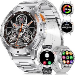 LIGE Military Smart Watch \w Bluetooth Call, 1.43" HD Amoled Fitness Tracker \w Ip68 Waterproof 100+Sports Modes for Android Ios, 530Mah Smartwatch