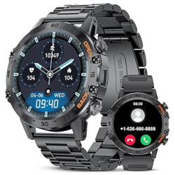 LIGE Military Smart Watch Men Answer/make Calls, 1.39" HD 400Mah Long Battary Fitness Tracker 100+Sports Modes, Outdoor Waterproof 2 Straps Smart