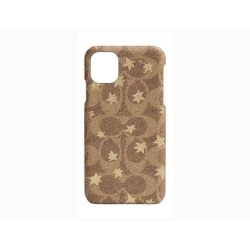 COACH Slim Wrap Case for Apple Iphone 11 Smartphones | Khaki With Foil Stars In Gold