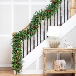 NORTHLIGHT Mixed Pine With Berries Artificial Christmas Garland - 10' X 15" - Unlit