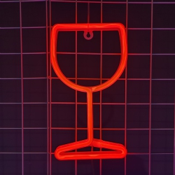 OLLNY DECOR 1-PCs Neon Signs Wine Glass, Led Neon Lights for Wall Decor Battery/USB Operated Night Lights Bar Lamp for Home, Christmas, Halloween