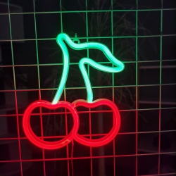 OLLNY DECOR 1-PCs Cherry Neon Sign, USB Or 3-Aa Battery Powered Neon Light, Led Table Decoration, Bedroom Wall Decoration, Birthday Gift, Wedding Supplies
