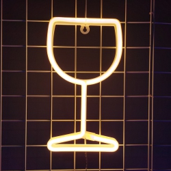 OLLNY DECOR 1-PCs Neon Signs Wine Glass Shaped, Led Neon Lights for Wall Decor Battery/USB Operated Night Lights Bar Lamp for Home, Christmas
