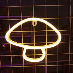 OLLNY DECOR 1-PCs Neon Sign, Mushroom Neon Sign Led Neon Light Night Lamp USB Battery Powered Led Neon Light Sign, Valentine's Day Decor, Bedroom