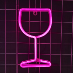 OLLNY DECOR 1-PCs Neon Signs Wine Glass, Led Neon Lights for Wall Decor Battery/USB Operated Night Lights Bar Lamp for Home, Christmas, Halloween