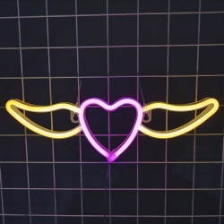 OLLNY DECOR 1-PCs Neon Sign Neon Light Sign USB Or Battery Powered Angel Wing Neon Sign Led Night Light Decorative Heart Night Lamp Wall Art