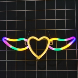 OLLNY DECOR 1-PCs Neon Sign Neon Light Sign USB Or Battery Powered Angel Wing Neon Sign Led Night Light Decorative Heart Night Lamp Wall Art