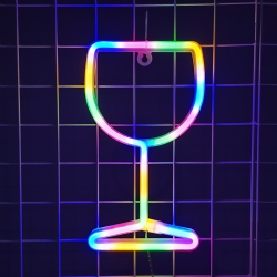 OLLNY DECOR 1-PCs Neon Signs Wine Glass, Led Neon Lights for Wall Decor Battery/USB Operated Colorful Night Lights Bar Lamp for Home, Christmas
