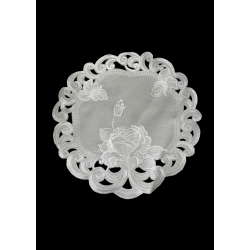 JIALLO Rose Embroidered Cutwork Round Placemat, 22-Inch Diameter Table Linen Decor, Water Resistance, Machine Wash Safe In Silver