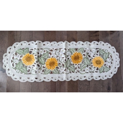 JIALLO Sunflower Embroidered Cutwork Rectangular Table Runner, 16 By 45 Inch Table Linen Decor, Water Resistance, Machine Wash Safe