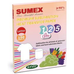 SUMEX Sublimation Paper 8.5 X 11 Inches Letter Size 125Gsm 100 Sheets Sublimation Heat Transfer Paper Compatible