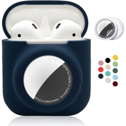 ENSPITO 2 In 1 Silicone Protective Skin Cover Compatible With Airpod 1&2 And Airtag, Soft Comprehensive Protective Case With 2