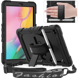 TIMECITY Case for Samsung Tab A 10.1 2019 (Model: Sm-T510/t515), Three-Layer Case With Screen Protector Rotating Handle