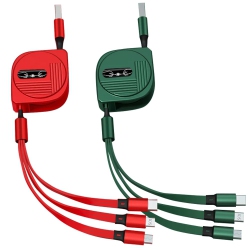 UNILLOUS 2Pack Multi Charging Cable, 3 In 1 Retractable Multiple USB Fast Charger Cord With Ip Ro USB Type C Adapter