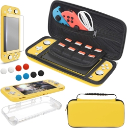 YUANHOT 4 In 1 Accessories Kit Compatible With Nintendo Switch Lite, Travel Bag, Carrying Case & Protective Case &