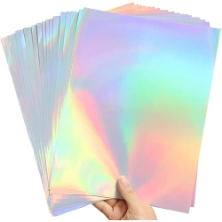 AWEELON 20PCs Holographic Printable Vinyl Sheets Sticker Paper for Inkjet Laser Printer, 8.5X11 Inch