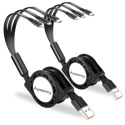 AYWENNY [2024 Upgraded] 2 Pack Multi Retractable Charging Cable, 3 In 1 USB Charging Cable With USB C/ro USB/phone