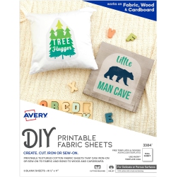 AVERY Printable Fabric for Inkjet Printers, 8.5 X 11 Inches, Pack Of 5 (03384)