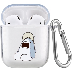 MAYCARI Cute Case for Airpods 1 &2, Transparent Clear Protective Soft Tpu Cover, Shark Seal Pattern Design Animal Fun