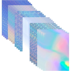 ACIDEA Holographic Vinyl Sticker Paper, 24 Pieces 6 Designs Printable Sparkle Sticker Paper A4 Size（11.7"x8.25"）