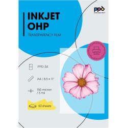 PPD Inkjet Transparency Clear Milky Film for Overhead Projector Film And Screen Print Ltr 8.5X11" X 50 Sheets -Instant