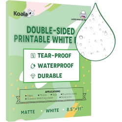 KOALA PAPER Koala Waterproof Paper for Laser Printer, Tearproof Printer Paper, Matte Double Sided Printable Film 8.5X11 In 25 In White
