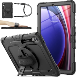 SEYMAC STOCK Case for Samsung Galaxy Tab S9 Plus (X810) 12.4" 5G 2023 With Screen Protector Pencil Holder [360