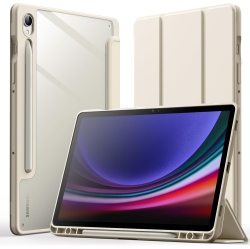 JETECH Case for Samsung Galaxy Tab S9 11-Inch With S Pen Holder, Clear Transparent PC Back, Shockproof Tri-Fold Stand