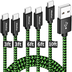 CLEEFUN USB C Cable, 【5-Pack】 3A Type C Cable Fast Charge, (3/3/6/6/10 Ft) USB A to USB C Charger Cable Charging Cords