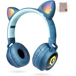 POWERLOCUS Bluetooth Headphones for Kids, Kid Headphone Over-Ear With Lights, Foldable Headphones