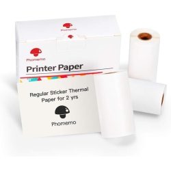 PHOMEMO Self-Adhesive Thermal Paper, Glossy Printable Sticker Paper for Portable Pocket Mobile Printer, In White